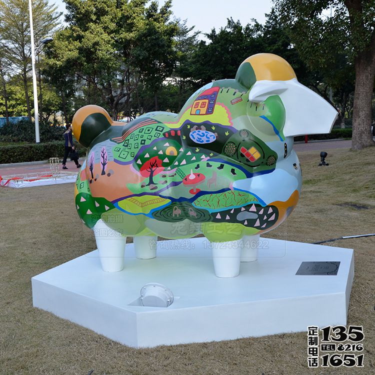 公園街道擺放的玻璃鋼卡通綿羊雕塑 公園街道擺放的玻璃鋼卡通綿羊雕塑