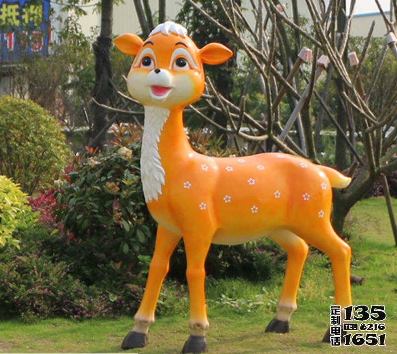 公園站立的玻璃鋼彩繪梅花鹿雕塑 公園站立的玻璃鋼彩繪梅花鹿雕塑